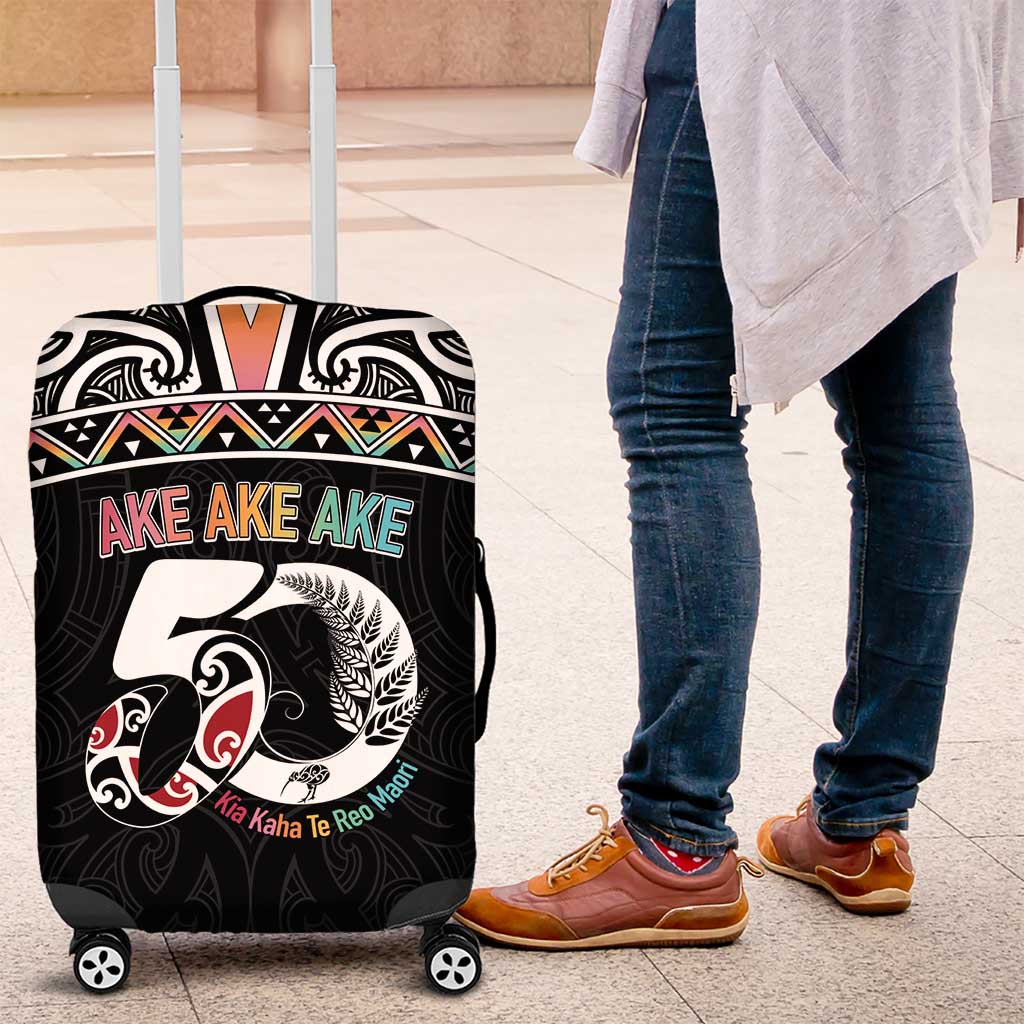 50 Years Kia Kaha Te Reo Maori Luggage Cover Ake Ake Ake! LT7 White - Polynesian Pride