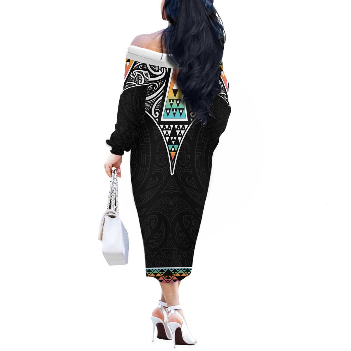 50 Years Kia Kaha Te Reo Maori Off The Shoulder Long Sleeve Dress Ake Ake Ake! - Polynesian Pride