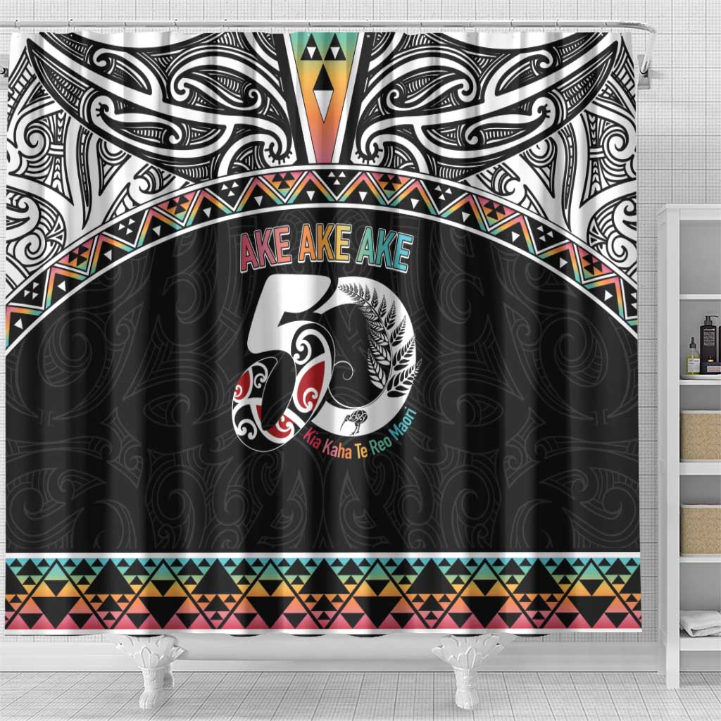 50 Years Kia Kaha Te Reo Maori Shower Curtain Ake Ake Ake! - Polynesian Pride