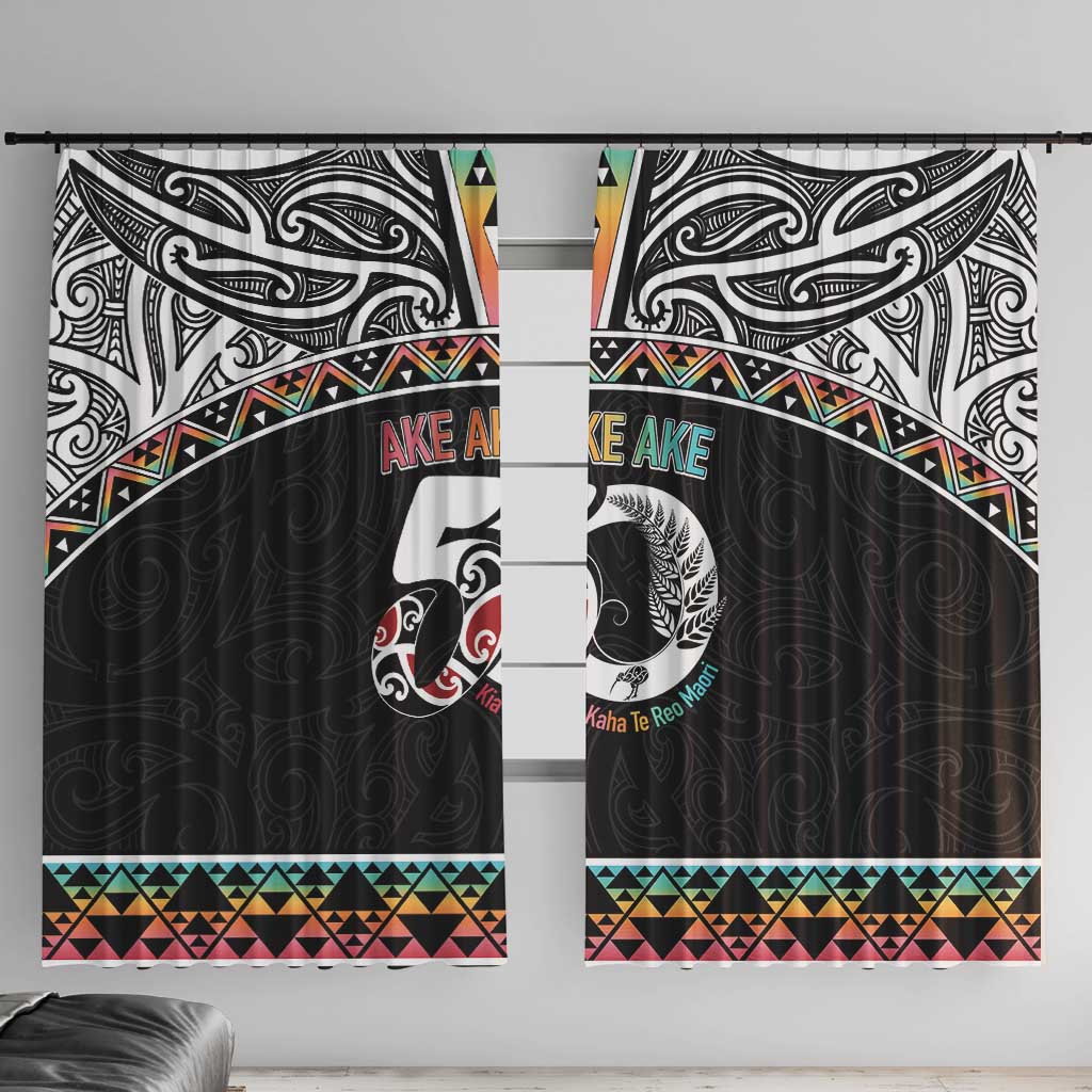 50 Years Kia Kaha Te Reo Maori Window Curtain Ake Ake Ake! LT7 With Hooks White - Polynesian Pride
