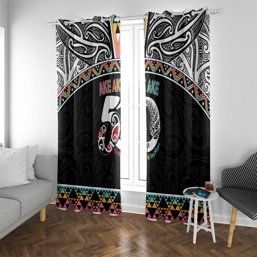 50 Years Kia Kaha Te Reo Maori Window Curtain Ake Ake Ake! LT7 With Grommets White - Polynesian Pride