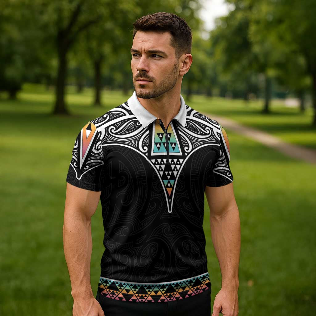 50 Years Kia Kaha Te Reo Maori Zipper Polo Shirt Ake Ake Ake! - Polynesian Pride