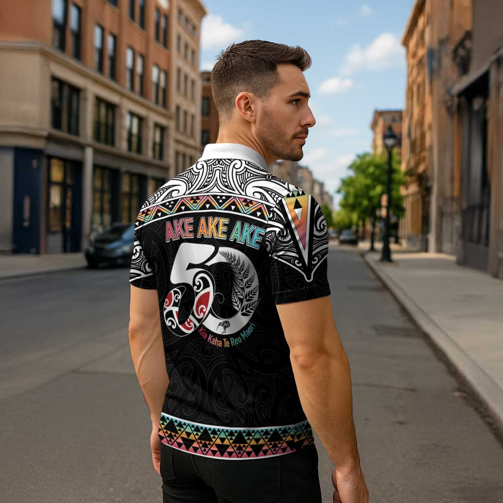 50 Years Kia Kaha Te Reo Maori Zipper Polo Shirt Ake Ake Ake! - Polynesian Pride