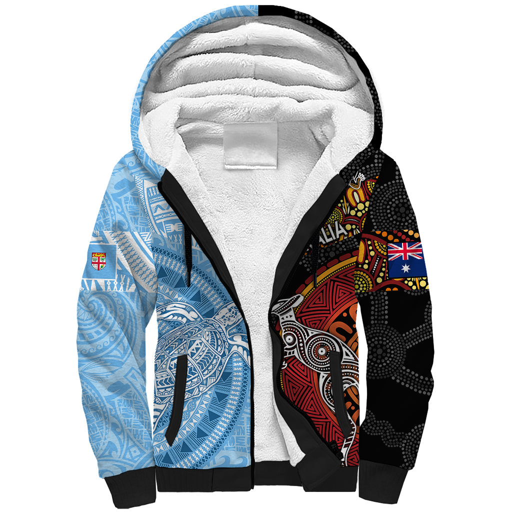 personalised-fiji-and-australia-sherpa-hoodie-masi-patterns-mix-aboriginal-art