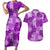 Hawaii Tapa Couples Matching Short Sleeve Bodycon Dress and Hawaiian Shirt Hibiscus Mix Hawaiian Quilt Patches - Violet LT7 Violet - Polynesian Pride