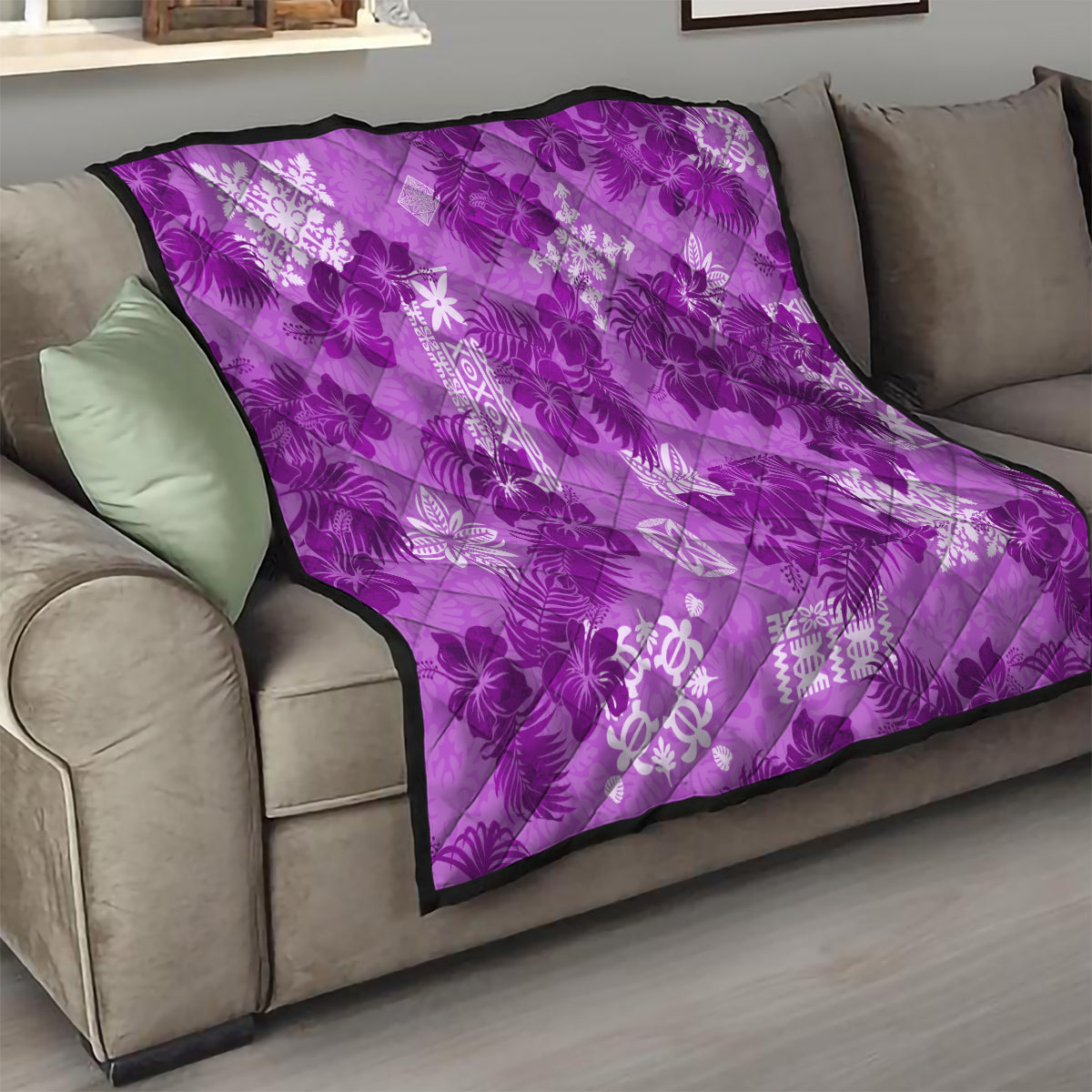 Hawaii Tapa Quilt Hibiscus Mix Hawaiian Quilt Patches - Violet LT7 - Polynesian Pride