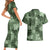 Hawaii Tapa Couples Matching Short Sleeve Bodycon Dress and Hawaiian Shirt Hibiscus Mix Hawaiian Quilt Patches - Sage Green LT7 - Polynesian Pride