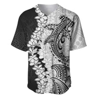 Polynesian Plumeria Lei Baseball Jersey with Hammerhead Shark LT7 Black - Polynesian Pride