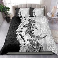 Polynesian Plumeria Lei Bedding Set with Hammerhead Shark