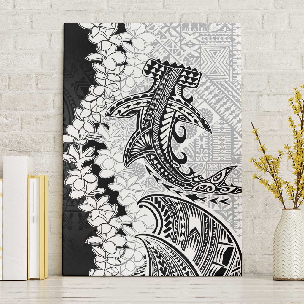 Polynesian Plumeria Lei Canvas Wall Art with Hammerhead Shark