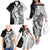 Polynesian Plumeria Lei Family Matching Off The Shoulder Long Sleeve Dress and Hawaiian Shirt with Hammerhead Shark