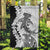 Polynesian Plumeria Lei Garden Flag with Hammerhead Shark