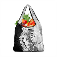 Polynesian Plumeria Lei Grocery Bag with Hammerhead Shark