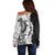 Polynesian Plumeria Lei Off Shoulder Sweater with Hammerhead Shark