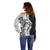 Polynesian Plumeria Lei Off Shoulder Sweater with Hammerhead Shark