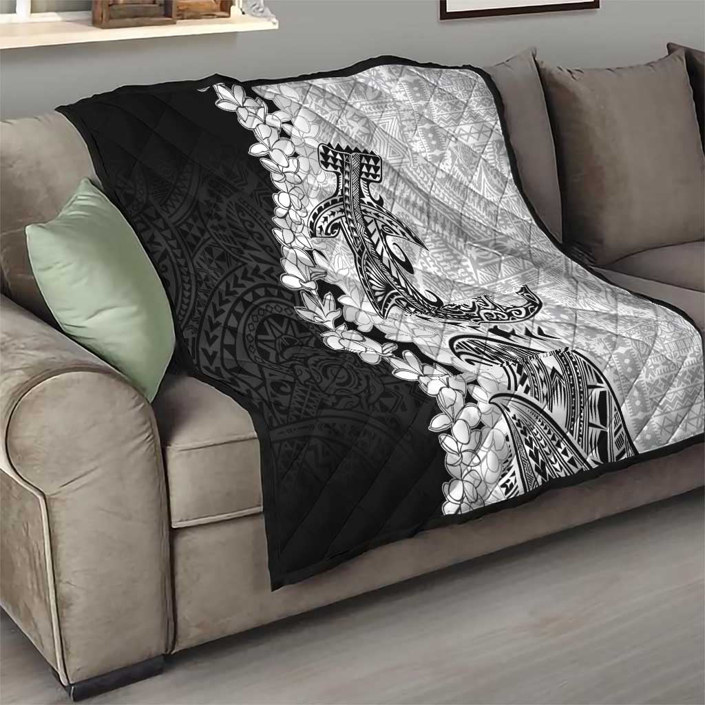 Polynesian Plumeria Lei Quilt with Hammerhead Shark LT7 - Polynesian Pride