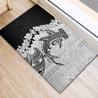 Polynesian Plumeria Lei Rubber Doormat with Hammerhead Shark