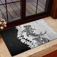 Polynesian Plumeria Lei Rubber Doormat with Hammerhead Shark