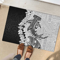 Polynesian Plumeria Lei Rubber Doormat with Hammerhead Shark