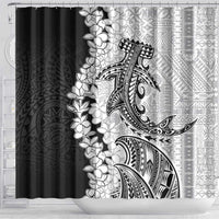 Polynesian Plumeria Lei Shower Curtain with Hammerhead Shark LT7 - Polynesian Pride