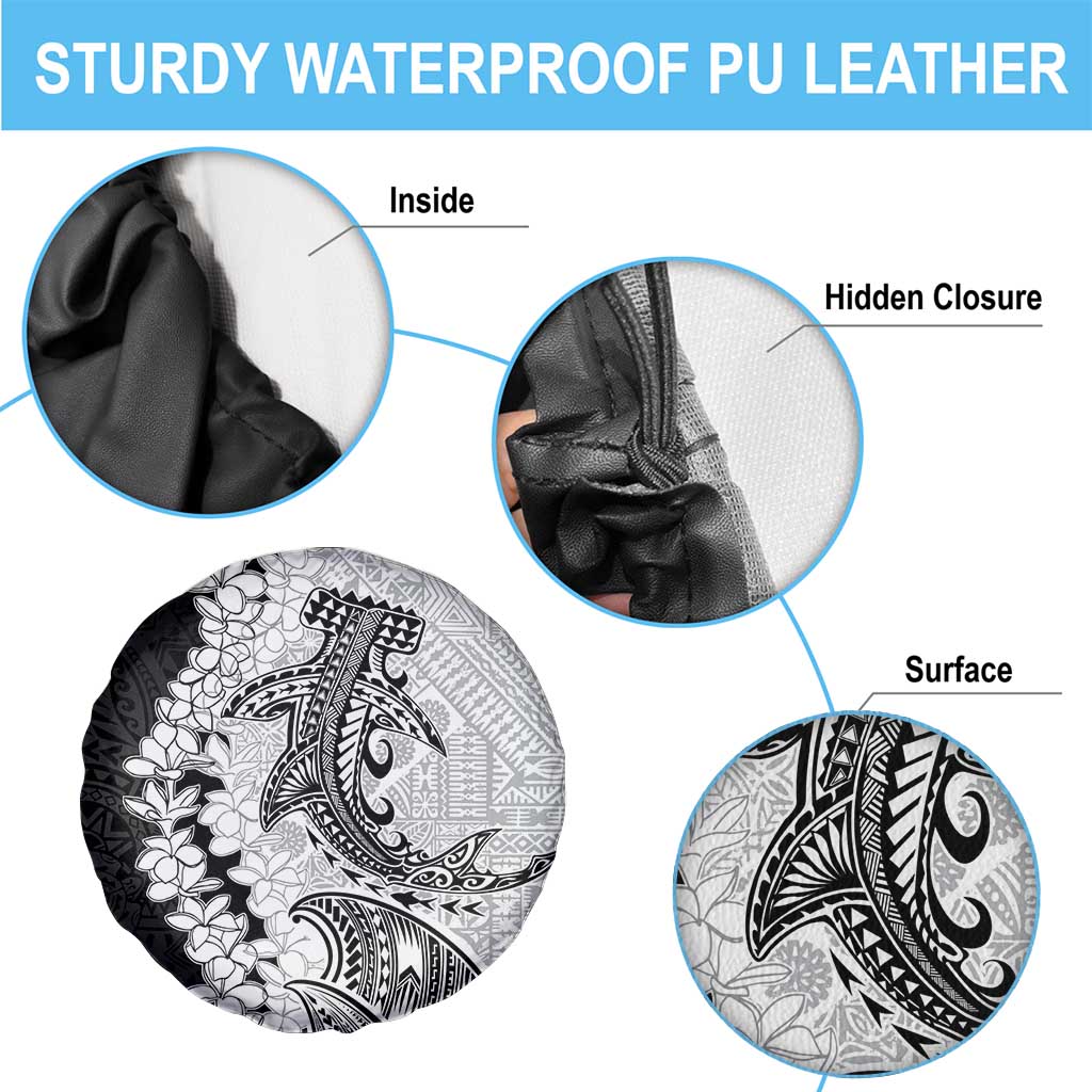 Polynesian Plumeria Lei Spare Tire Cover with Hammerhead Shark