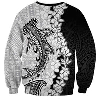 Polynesian Plumeria Lei Sweatshirt with Hammerhead Shark