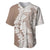 Polynesian Beige Plumeria Lei Baseball Jersey with Hammerhead Shark