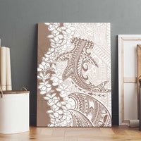 Polynesian Beige Plumeria Lei Canvas Wall Art with Hammerhead Shark