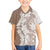 Polynesian Beige Plumeria Lei Family Matching Off The Shoulder Long Sleeve Dress and Hawaiian Shirt with Hammerhead Shark