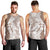 Polynesian Beige Plumeria Lei Men Tank Top with Hammerhead Shark