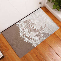 Polynesian Beige Plumeria Lei Rubber Doormat with Hammerhead Shark LT7 - Polynesian Pride