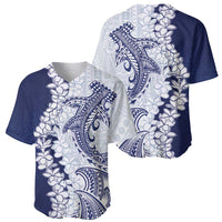 Polynesian Navy Blue Plumeria Lei Baseball Jersey with Hammerhead Shark LT7 - Polynesian Pride