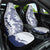 Polynesian Navy Blue Plumeria Lei Car Seat Cover with Hammerhead Shark