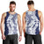 Polynesian Navy Blue Plumeria Lei Men Tank Top with Hammerhead Shark