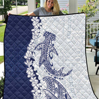 Polynesian Navy Blue Plumeria Lei Quilt with Hammerhead Shark LT7 Navy Blue - Polynesian Pride