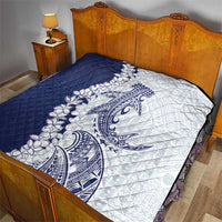 Polynesian Navy Blue Plumeria Lei Quilt with Hammerhead Shark LT7 - Polynesian Pride