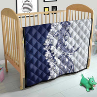 Polynesian Navy Blue Plumeria Lei Quilt with Hammerhead Shark LT7 - Polynesian Pride