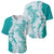 Polynesian Teal Plumeria Lei Baseball Jersey with Hammerhead Shark