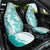 Polynesian Teal Plumeria Lei Car Seat Cover with Hammerhead Shark