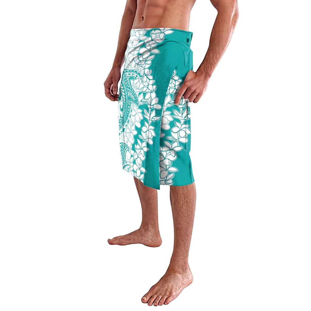 Polynesian Teal Plumeria Lei Lavalava with Hammerhead Shark