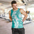 Polynesian Teal Plumeria Lei Men Tank Top with Hammerhead Shark