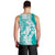 Polynesian Teal Plumeria Lei Men Tank Top with Hammerhead Shark