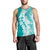 Polynesian Teal Plumeria Lei Men Tank Top with Hammerhead Shark