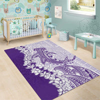 Polynesian Purple Plumeria Lei Area Rug with Hammerhead Shark