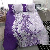 Polynesian Purple Plumeria Lei Bedding Set with Hammerhead Shark