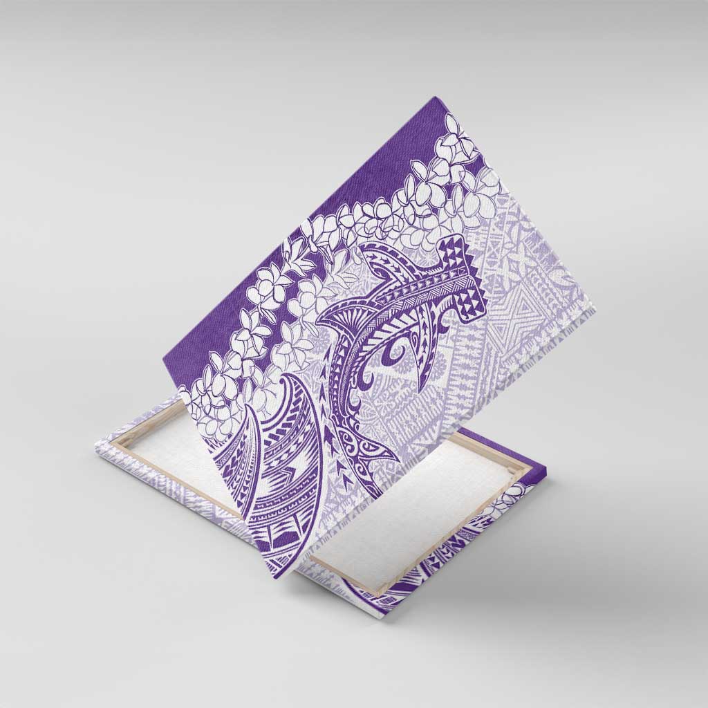 Polynesian Purple Plumeria Lei Canvas Wall Art with Hammerhead Shark