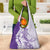 Polynesian Purple Plumeria Lei Grocery Bag with Hammerhead Shark