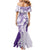 Polynesian Purple Plumeria Lei Mermaid Dress with Hammerhead Shark