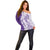 Polynesian Purple Plumeria Lei Off Shoulder Sweater with Hammerhead Shark