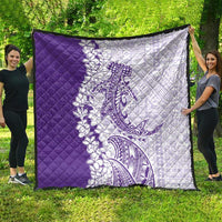 Polynesian Purple Plumeria Lei Quilt with Hammerhead Shark LT7 - Polynesian Pride